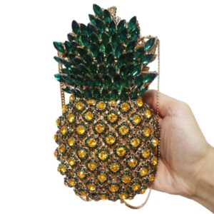 diamond designer pineapple purse luxury crystal party wedding women's clutch evening banquet full rhinestone night out bag
