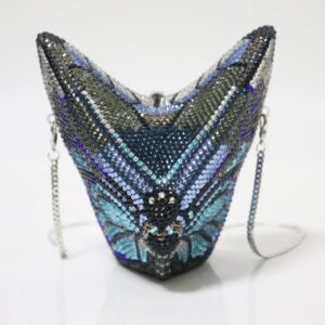luxury butterfly shaped blue diamond evening bag for women crystal clutch purse fashionable