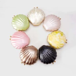 metal copper buckle lock seaside shell clutch purse for women new acrylic evening bags