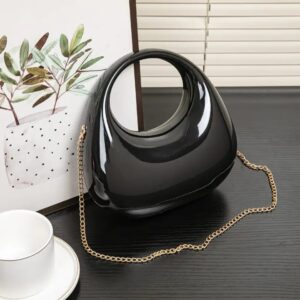new acrylic evening bag for women exquisite half moon shape with chain decoration