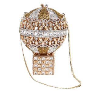 high end luxury hot air fire balloon bride evening bridal wedding hardside party women rhinestone purse crystal clutch bag