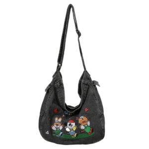 fashion women's shoulder crossbody hobo denim jeans canvas hand bags for ladies girls shopping purses and handbags