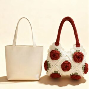 women's handmade crocheted bag rose series grandmother fashionable handbag embroidery open for leisure holidays