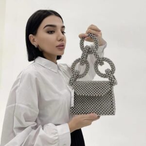 luxury fashion handwoven small hand bags women handbags ladies beaded bag
