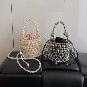 bayberry ball pearl evening bag acrylic beaded woven texture handbag (copy)